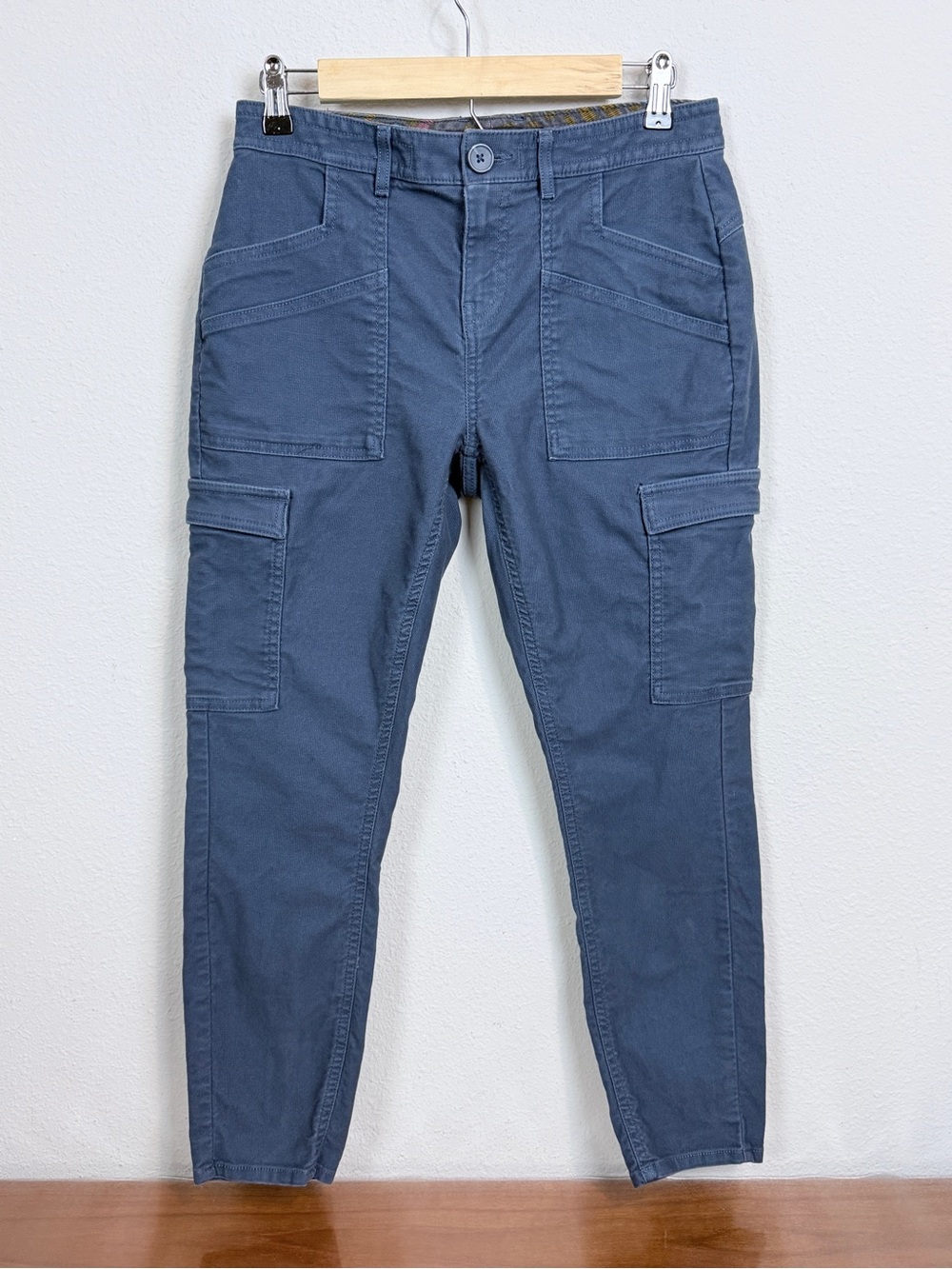 Prana Slate Blue Skinny Organic Cotton Cargo Pants 6